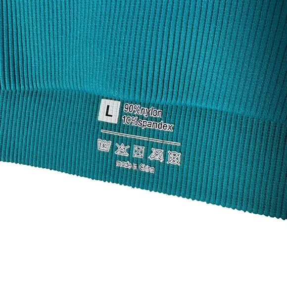 Teal Sleeveless Women's Workout Crop Top - Picture 3 of 3